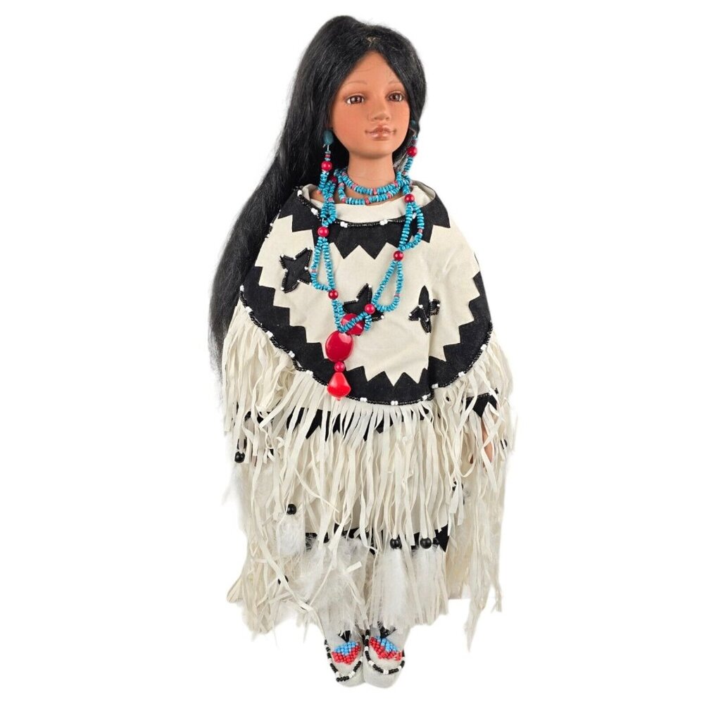 Porcelain Native American Doll Numbered Traditions Doll Collection 25 in Vintage